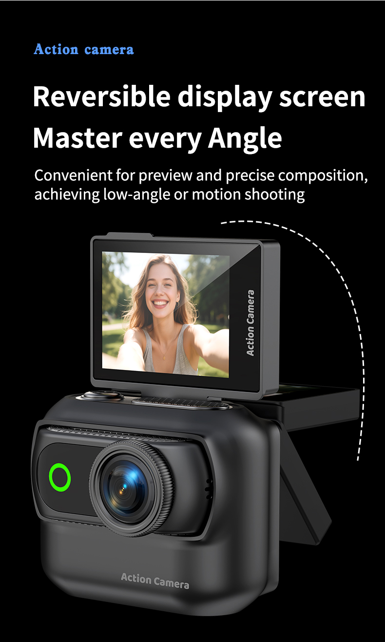 Panoramic Camera Magnetic Detachable Action Camera 2.0 Inch Flip Screen Electronic Anti Shake WiFi APP Transfer