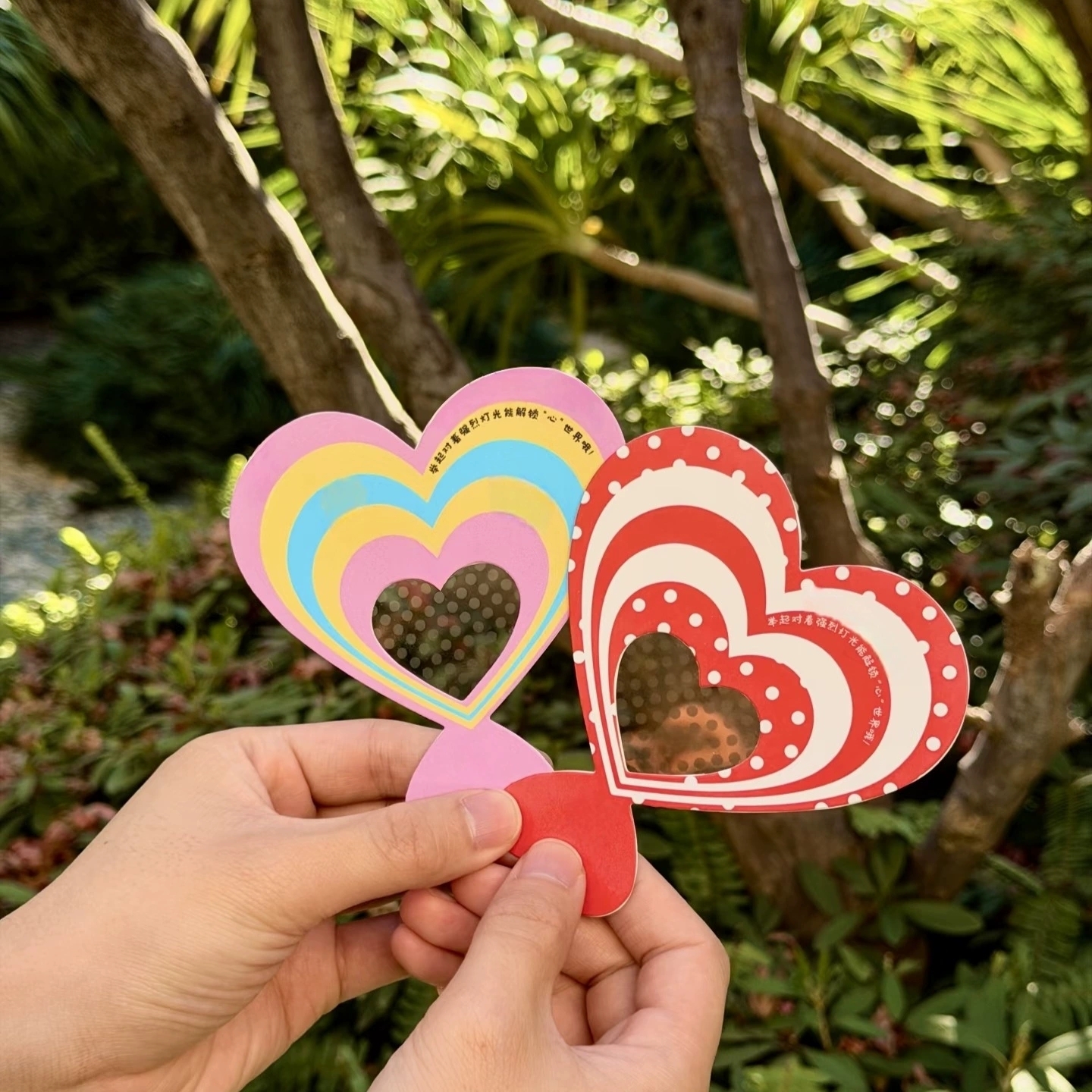 Custom OEM Diffraction Heart Card Printing Interactive Rainbow Light Effect Cards