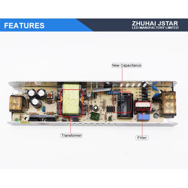 Air Cooling 120W 5A Switch Mode LED Driver 24V Overload Protection