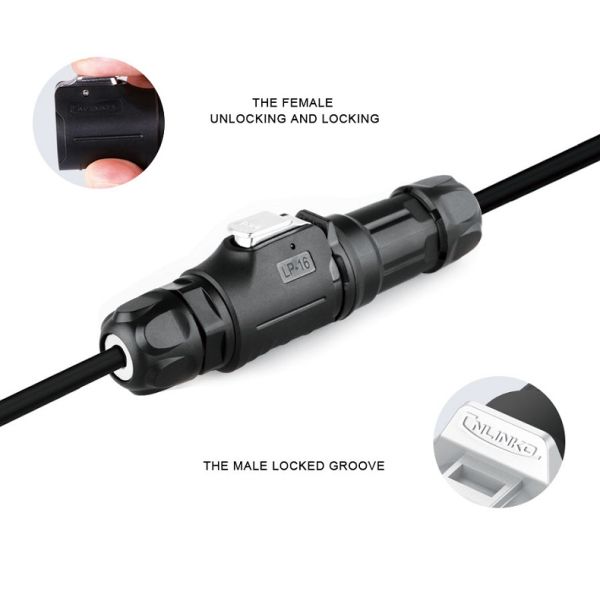 CNLINKO Waterproof Push-pull Connector 3 Pin Customize Plug Audio Female Socket Male Female Connector Plug 3 Pin Power Connector
