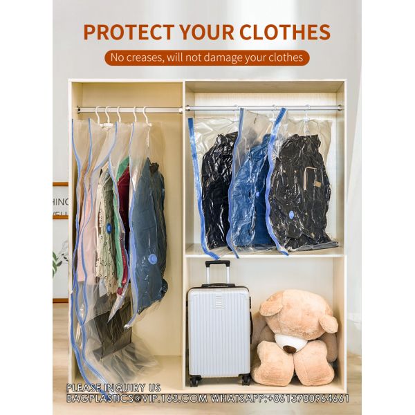Space Saver Vacuum Compression Hanging Vacuum Storage Bag Down Jacket Vacuum Compressed Space Saver Storage Bags