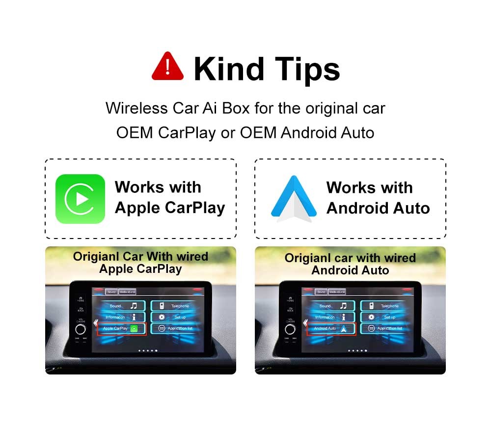 RoHS Wireless Carplay Android Auto Adapter ARM Cortex A7 Core 1GHz