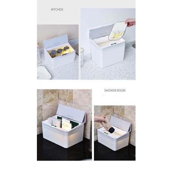 6L/8L Car Trash Can Automatic Sensor Induction Smart Dustbin Desktop Waste Bin With Lid
