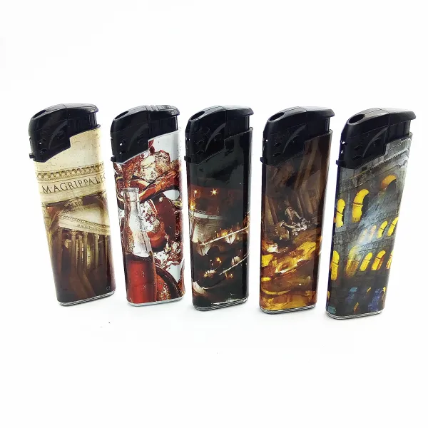 Solid Colors DY-068 Electric Gas Lighter With Labels