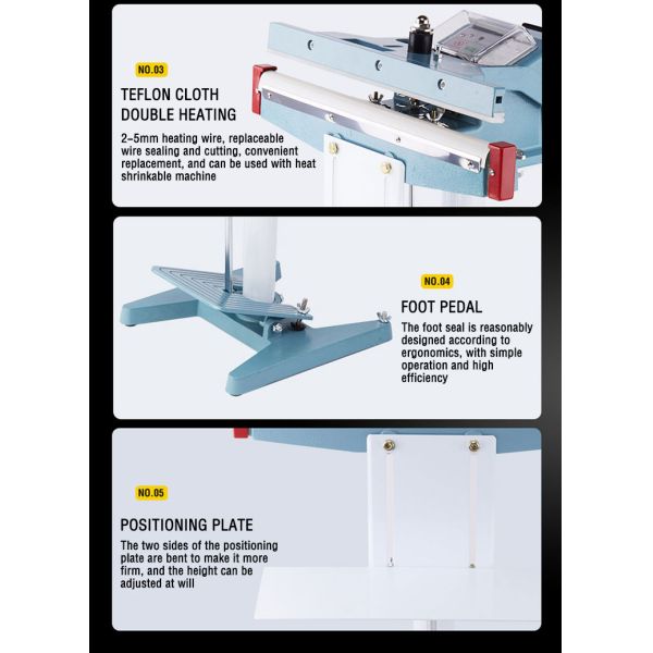 Hipac Pedal Sealer Machine for Plastics Packages Manual Foot Sealing Machine Multiple Sizes Available