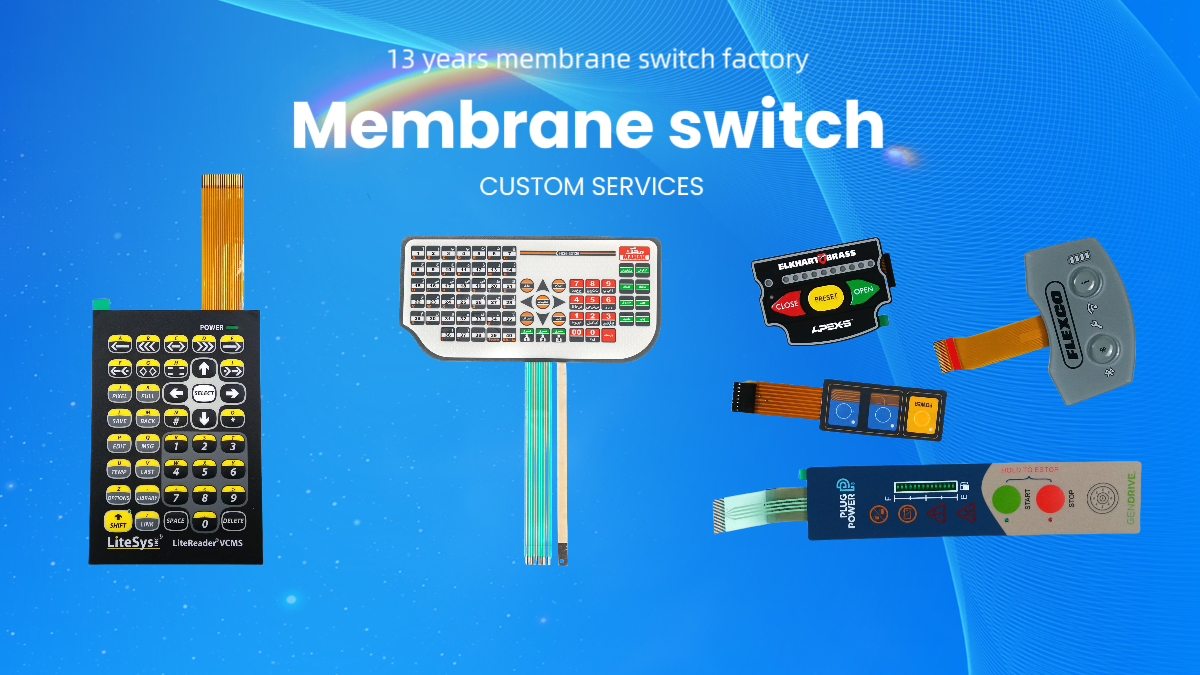 Custom PET Membrane Switch Keyboard, Industrial Control Panel for Electronic Equipment