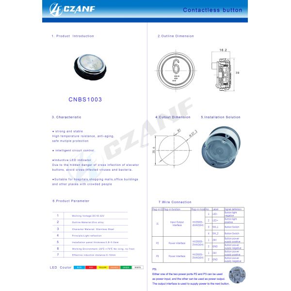 Round 37mm Stainless Steel Button Elevator Touchless Button Lift No Touch Button