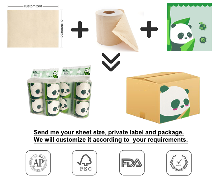 100% Bamboo Pulp Soft Absorbent Multifunctional Eco Friendly Custom Embossing 2/3 Ply Kitchen Paper Towel Roll