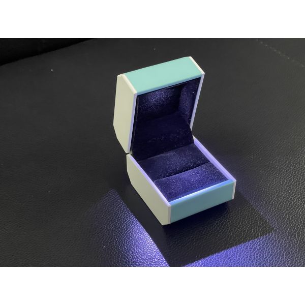 Customized Your Logo-Azure Pu Leather LED Ring Box