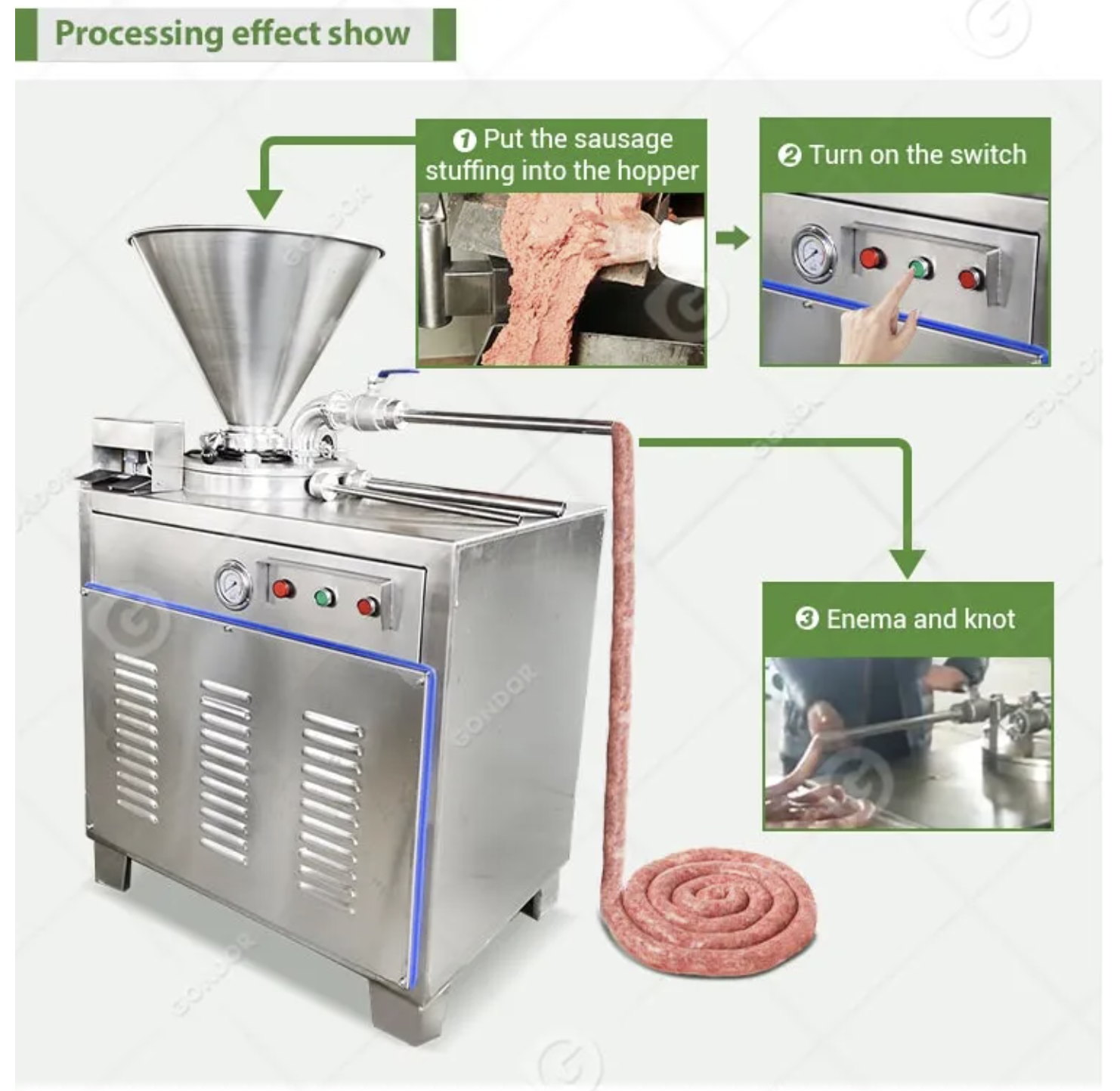 Easy Operation Automatic Horizontal Hydraulic Sausage Stuffer Filling Machine Production Line