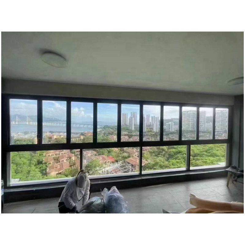Thermal Break Horizontal Folding Window Double Glazed Exterior Balcony Foldable Aluminum Bifold Tempered Glass Modern Kitchen