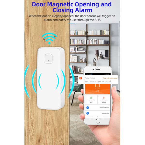 Tuya Smart Wireless Door Window Sensor Home Alarm System Temperature Humidity Detection