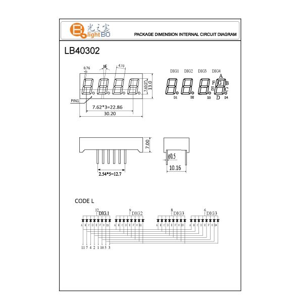 Ultra Red 0.30"4 Digit 7 Segment Led Display For Temperature / Humidity Indicator Common Cathode
