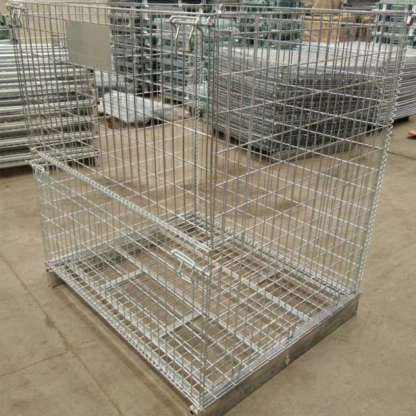 Heavy Duty Collapsible Wire Mesh Cages Foldable Structure With Caster Wheels
