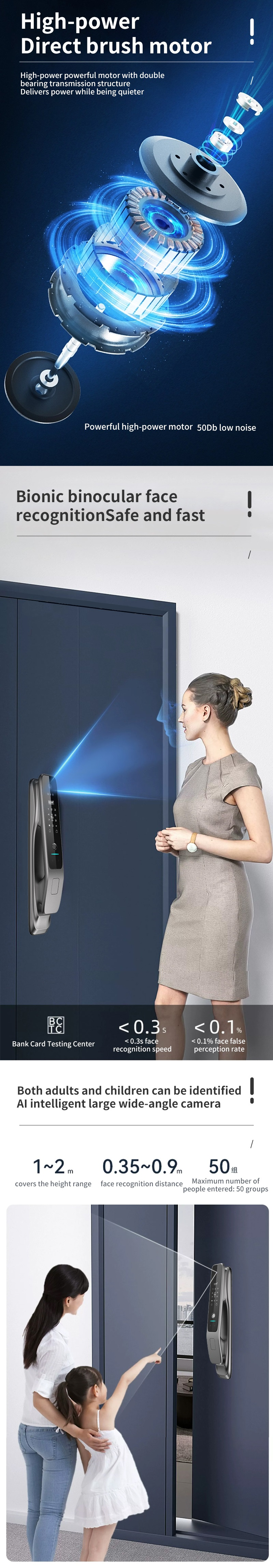 Wifi 4.0 Inch Screen Smart Door Lock Face Recognition Fingerprint Password Key Unlock