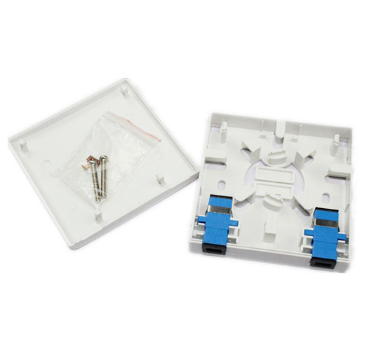 Fiber Optic Faceplate 2 Port FTTH Terminal Box For SC Adapter White Color