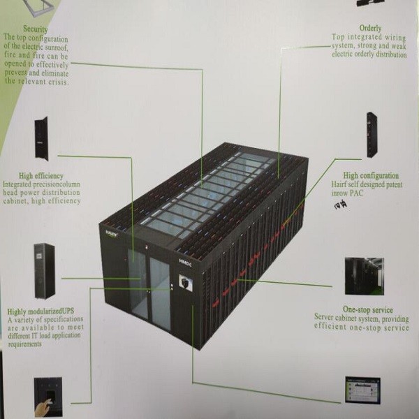 Black 12 Racks Mini Modular Data Center W600mm High Efficiency