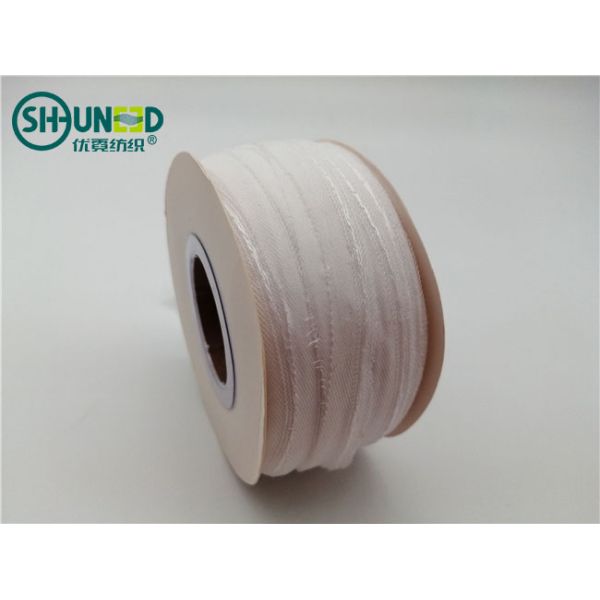 Eco - Friendly Woven Interlining Woven Edge Covered Tapes For Garment Shirts / Suits