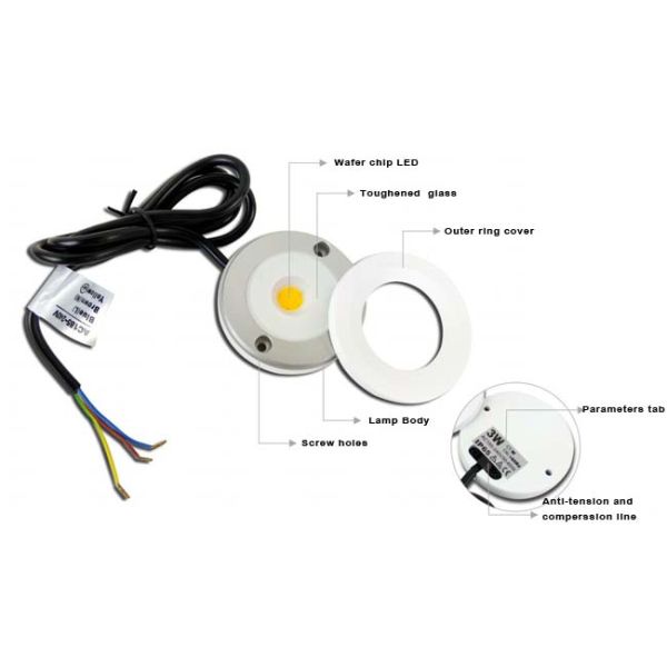 IP65 Dimmable led cabinet lights, Round shape, 3W surface mounted mini downlights