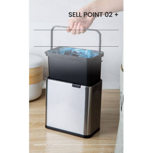 Hanging Kitchen Bin Stainless Steel square Trash Bin Black Mini Small for Kitchen