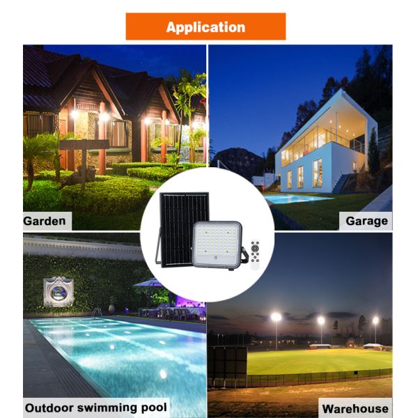 High Efficiency LED Flood Light with Adjustable Color Temperature Monocrystalline Solar Panel Optical PC Lens and Premium Brand LED Chips for Outdoor