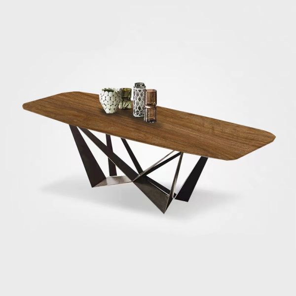 Rectangle Walnut Long Table Restaurant Wooden Table For 8 People Modern Solid Wood Dining Table Set