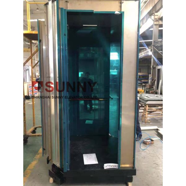 Soft Lighting Elevator Cabin Decoration With Titanium Gold Mirror / Etched with Elevator Parts