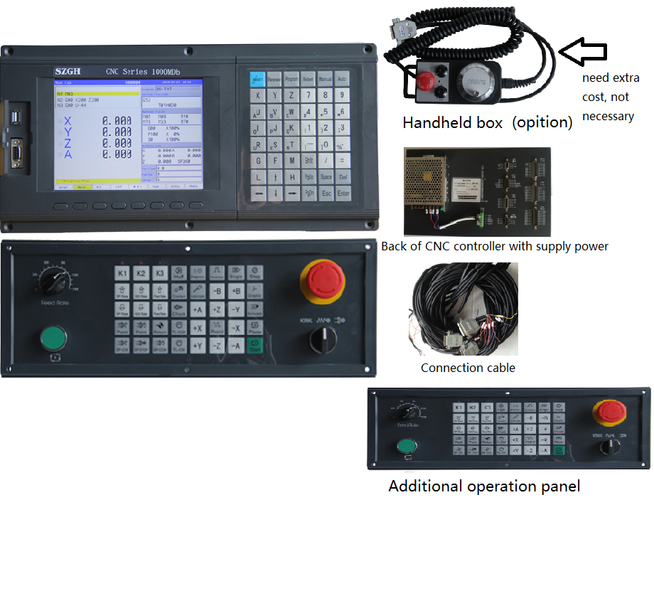 Plc Cnc Milling Machine Controller , Cnc Router Controller 4 Inch Real Color Lcd Display