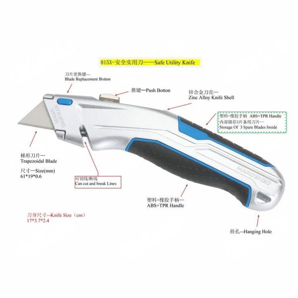 19mm Lockback Utility Knife Mechanism Auto Loading Utility Knife