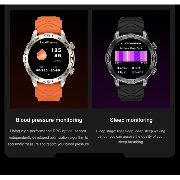 Round Shape Smart Watch with Vibration Intensity Selection Time Format Weather Forecast and Music Control