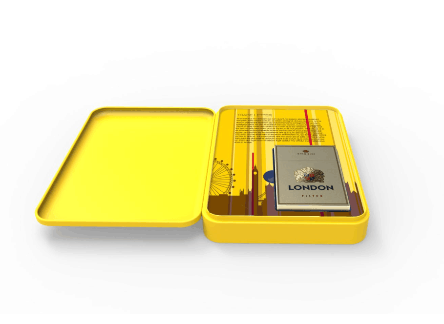 Empty Metal Tin Box With Hinged Lid / Tin Cigarette Case 0.23mm Thickness