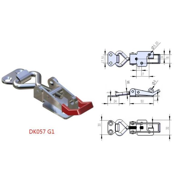 Red Handle Adjustable heavy duty Toggle Latch With Keyhole ss201 ss316