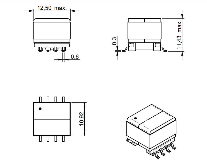 Smd Flylt Small Flyback Transformer For Linear Technology 750313457