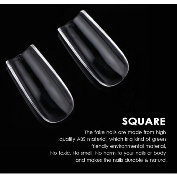Customized Long Square Pre-Shaped Soft Gel Nail Extension Tips for Press On Nails 12 Size and Easy to Remove Material