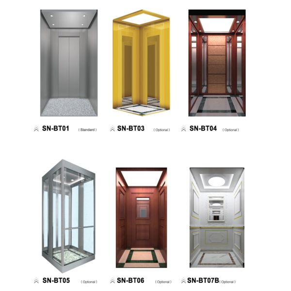 Villa Elevator Interior Design PVC Floor With Stainless Steel / Tube Light