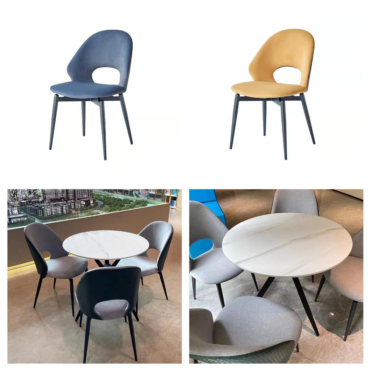 VelvetHollow Backrest Fabric Dining Chairs