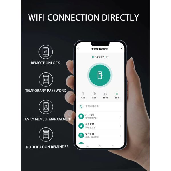 Type-C Charging Smart Door Lock Tuya App Remote Control with Fingerprint Camera
