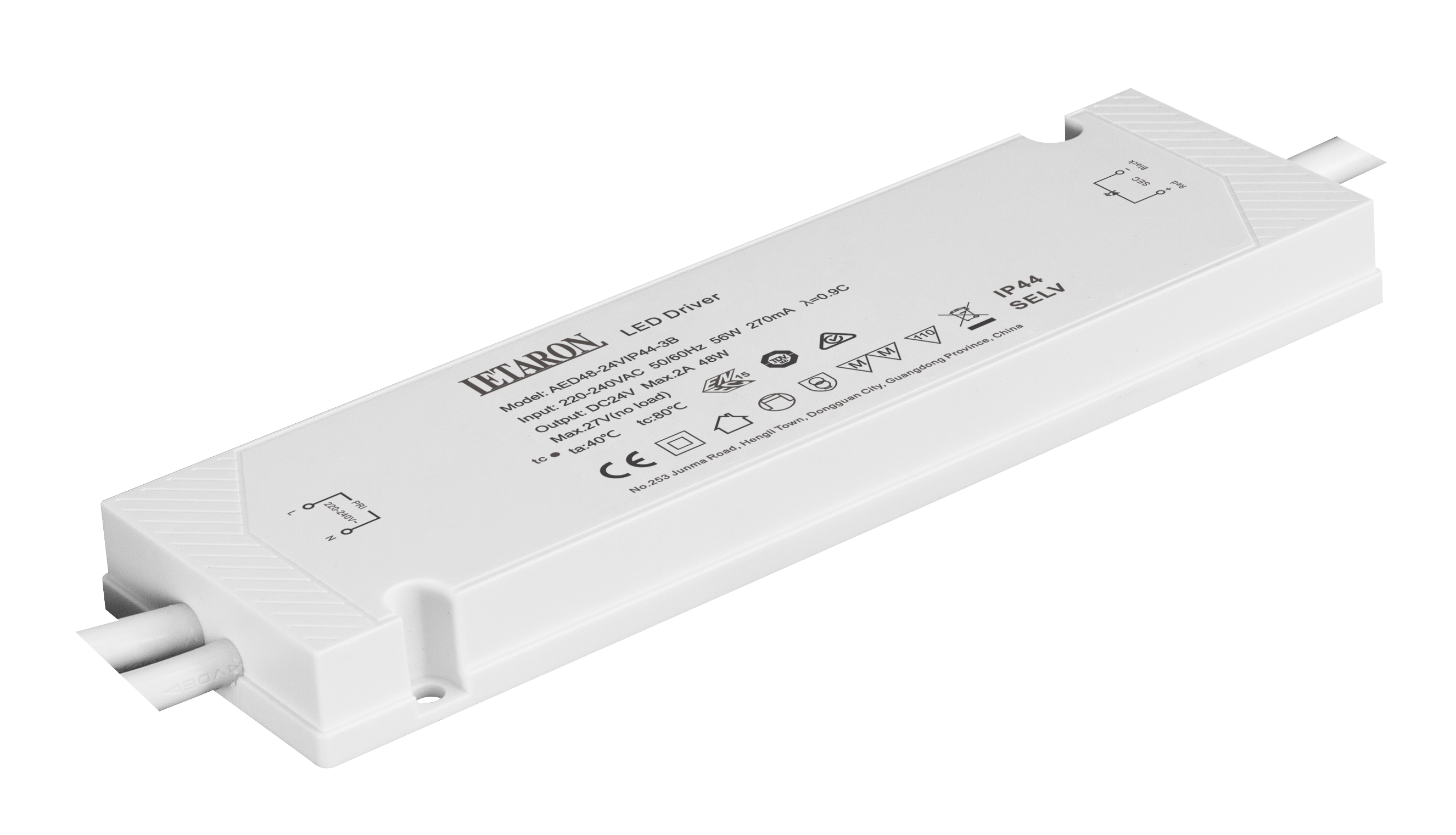 Full Customization Service 48W IP44 EU Ultra-Thin Wired LED Driver with Class II Safety Bathroom Mirror LED Driver