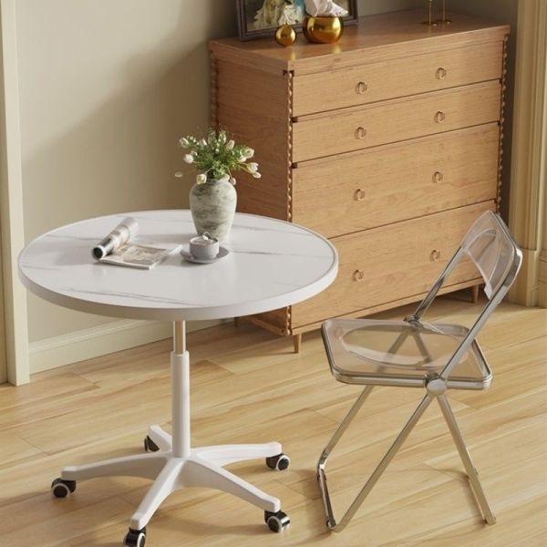 Sofa Lifting Table with wheels, Simple Small Round Dining , Side , Home Balcony , Reception