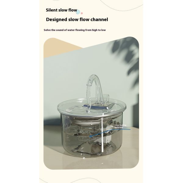 Automatic 2.2L Transparent Pet Water Dispenser New Design Eco-Friendly Plastic Artifact Filter Stylish Charging Source for Dogs