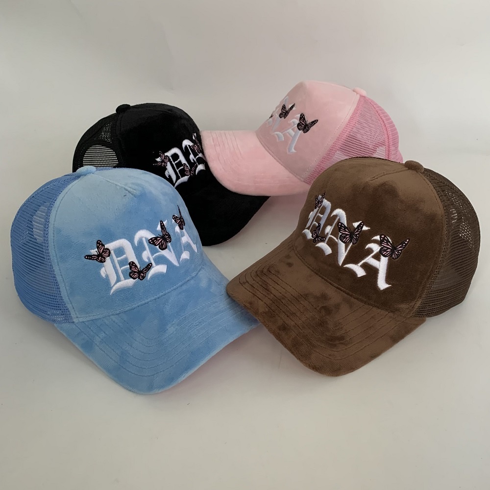 Suede Trucker Snapback Velvet Trucker Hat Cap Breathable Structured Cap