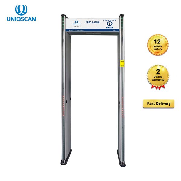 High Accurate Walk Through Metal Detector Human Temperaturer Testing Display Function