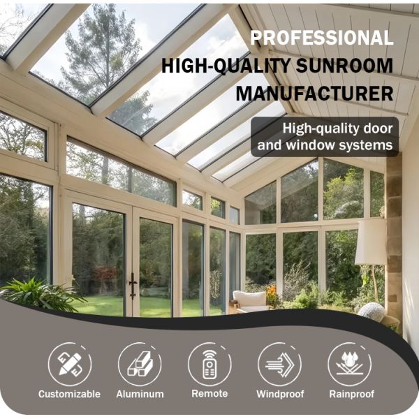 Professional Solarium Customized Window Frame Aluminium Conservatory Sunroom Garden Sunroom Folding Sunroom