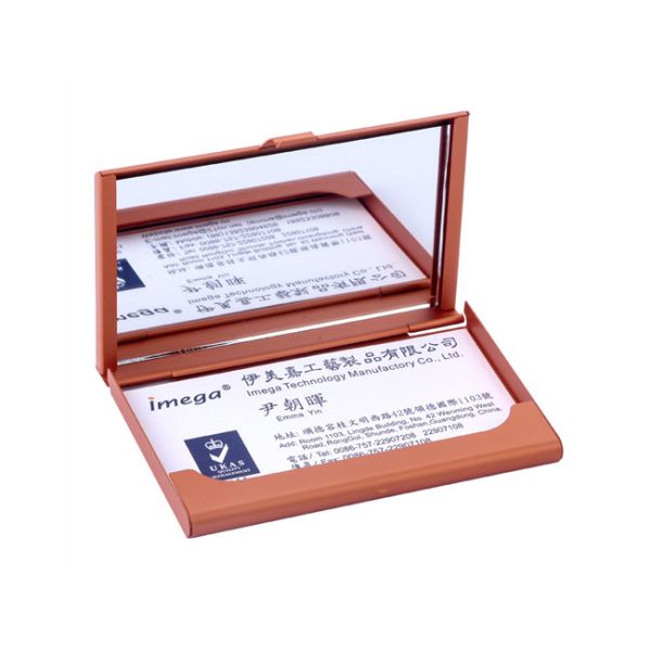 Aluminum Name Card Holder Rectangle Mirror Customized Card Case