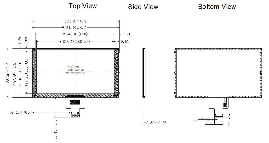 6.2 Inch IPS Touch Display for Smart Office Control Panels