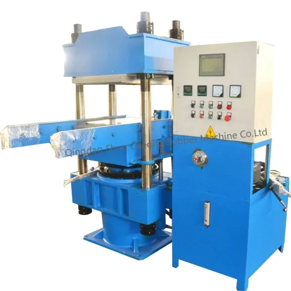 Close-up view of hydraulic press control panel and mechanisms