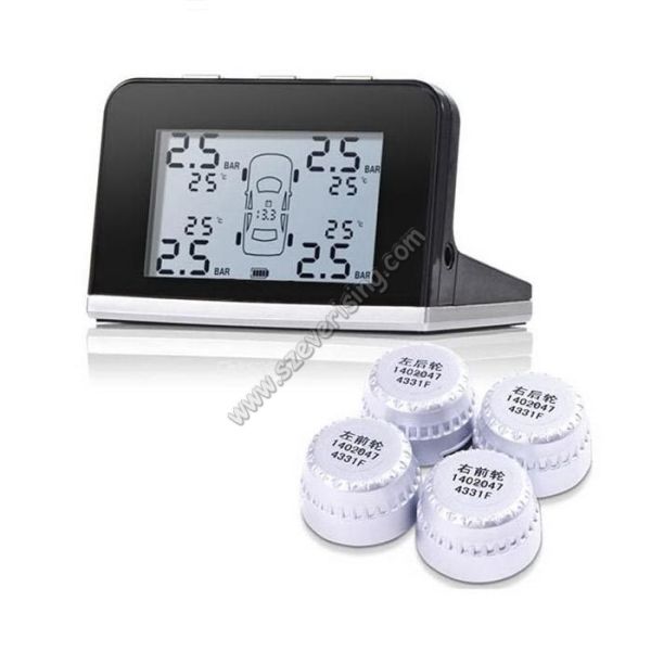 Solar TPMS System with Replaceable Battery Internal Tire Sensors and External Sensors