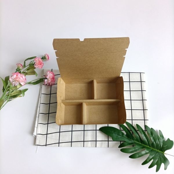 Eco-Friendly Paper Disposable Lunch Box with 3/4 Compartments Return Refunds Accepted