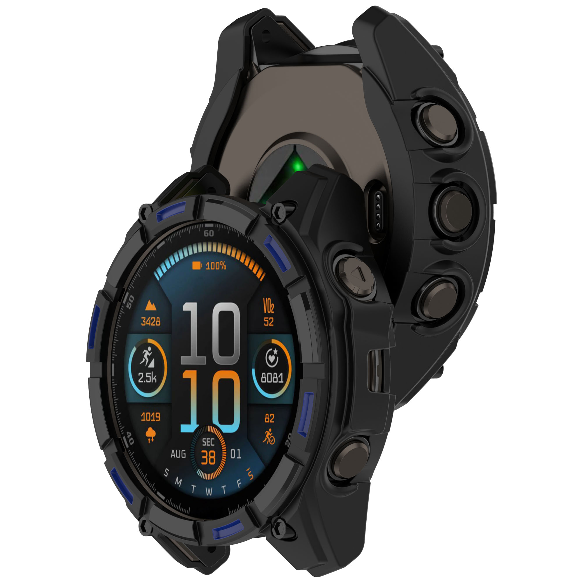 Eraysun Bumper Frame Cover Armor Skeleton Case TPU Half Wrap Protective Case 51mm 47mm 43mm for Garmin Fenix8