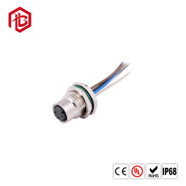 M12 4 Pin Aviation Cable Connector For Pcb Board Metal Connector Plug+Socket Coupler